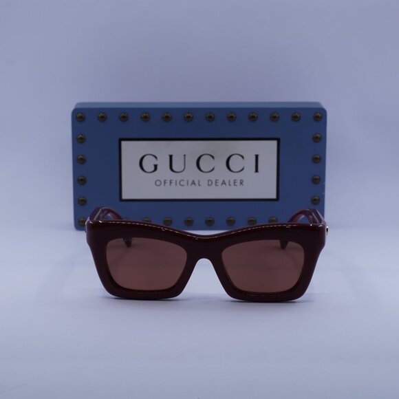 Gucci GG1773SA 002 Cat Eye Sunglasses - Burgundy/Brown - Picture 3 of 12